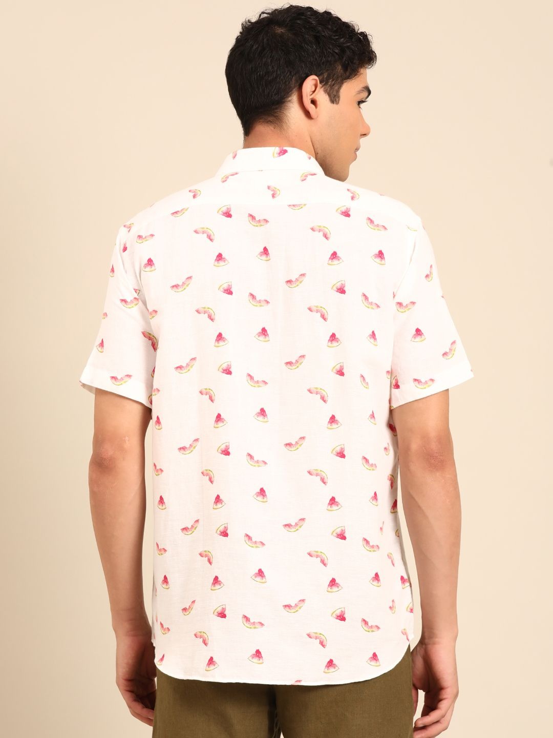 Stitchi Men's Watermelon Print Premium Casual Half Sleeve Shirt